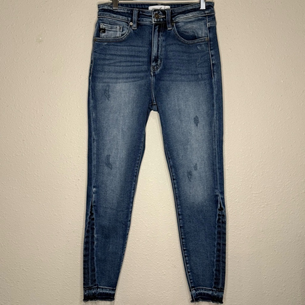 KanCan Distressed Skinny Jeans High Rise Raw Hem Light Wash Women’s Size 7/27